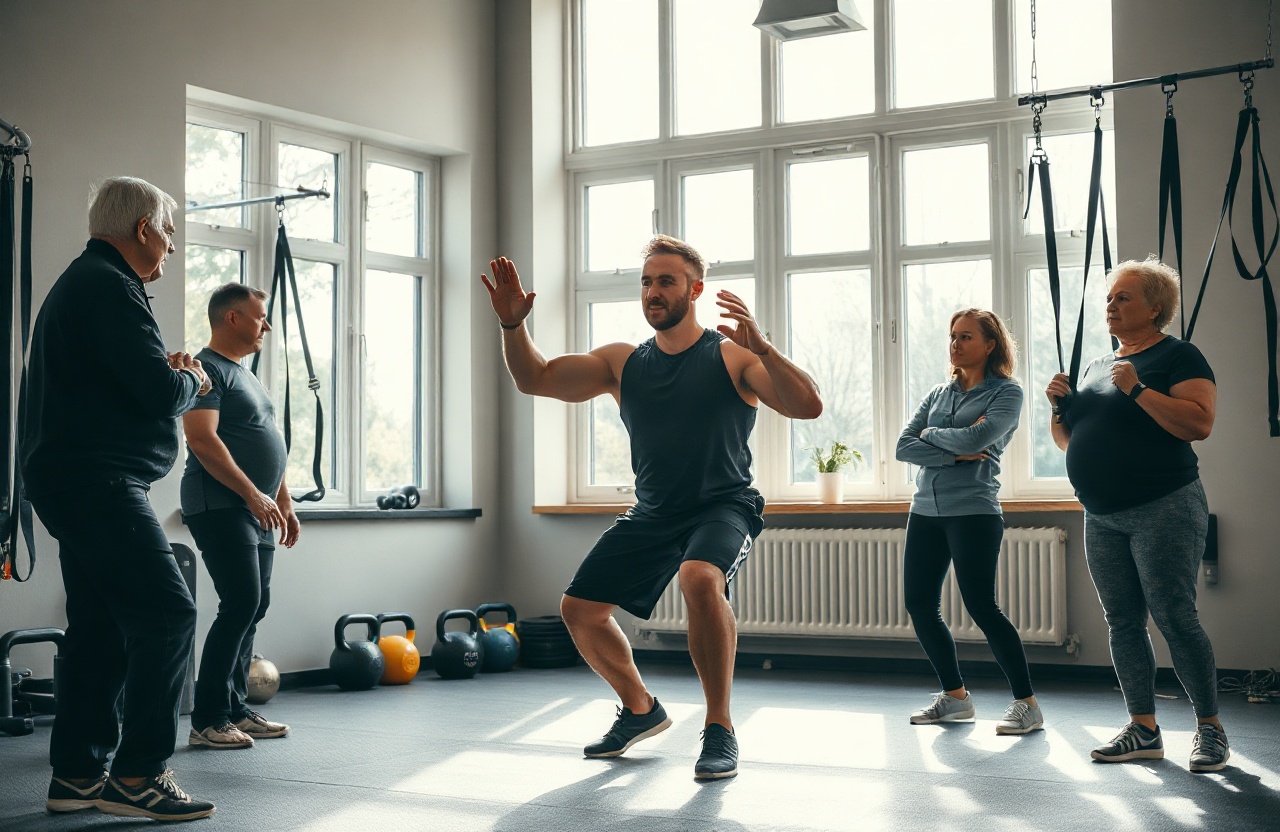 Documentary photo of a small fitness studio interior in Poland
